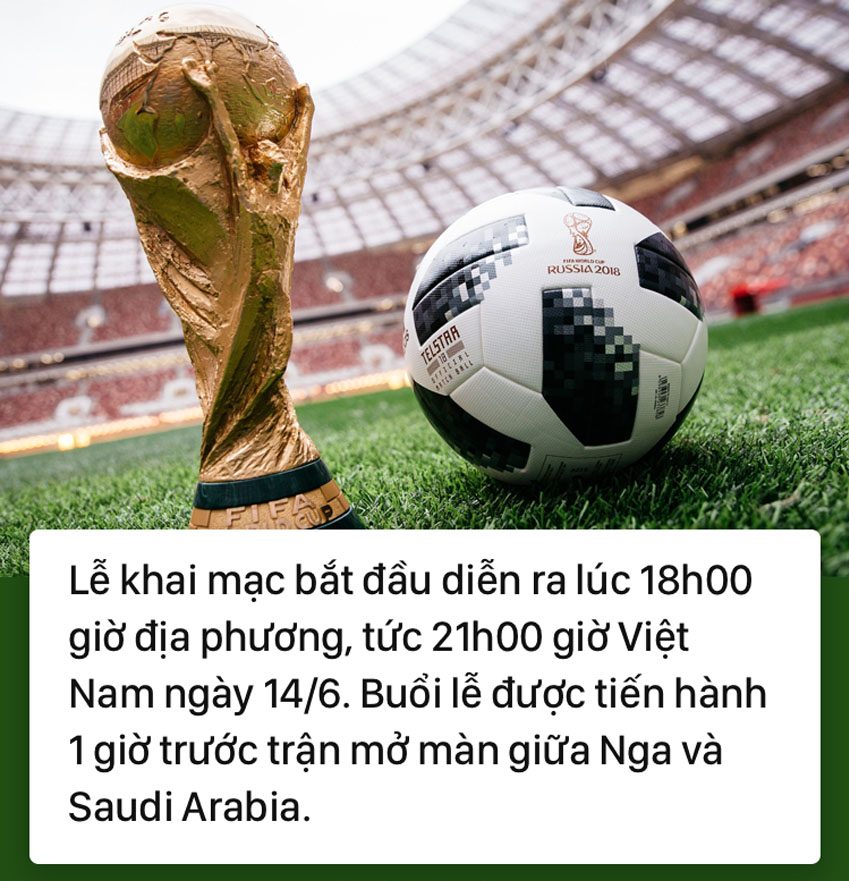 Lễ khai mạc World Cup 2018 tối nay có gì thú vị?