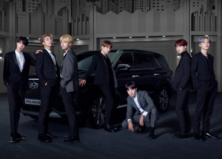 nhóm nhạc BTS và Hyundai Palisade