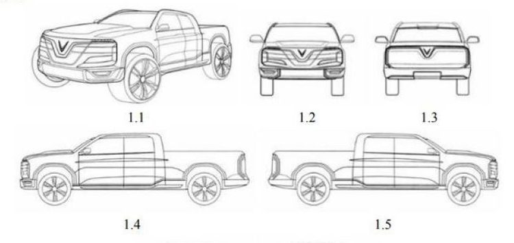 Lộ hình ảnh phác thảo thiết kế mẫu xe bán tải của VinFast