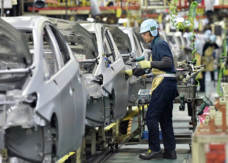 Dây chuyền sản xuất xe ôtô của Tập đoàn Toyota, Nhật Bản. Ảnh: AFP/TTXVN
