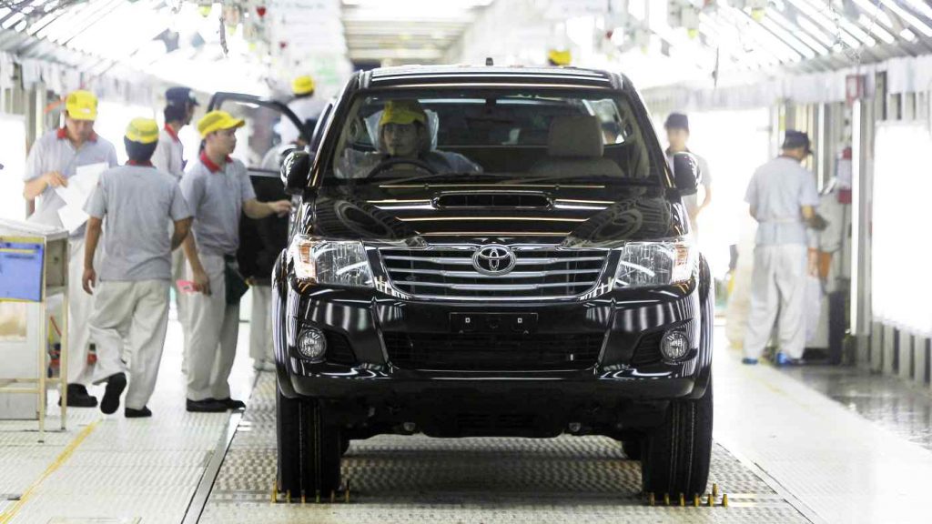 Năng lực sản xuất hàng năm tại ba nhà máy của Toyota ở Thái Lan là 760.000 chiếc. Nguồn: Reuters
