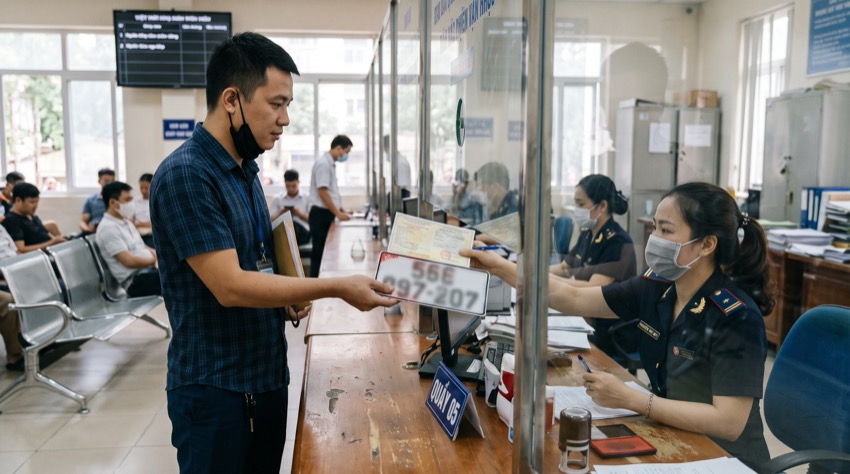 Chủ xe nộp chứng nhận đăng ký và biển số khi làm thủ tục thu hồi