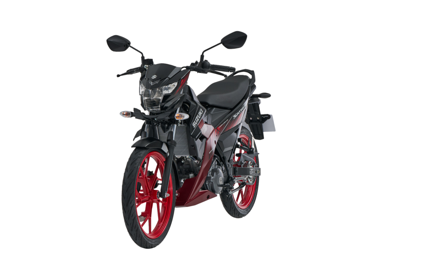 Suzuki Satria F150 màu đỏ đen nhìn chéo trước
